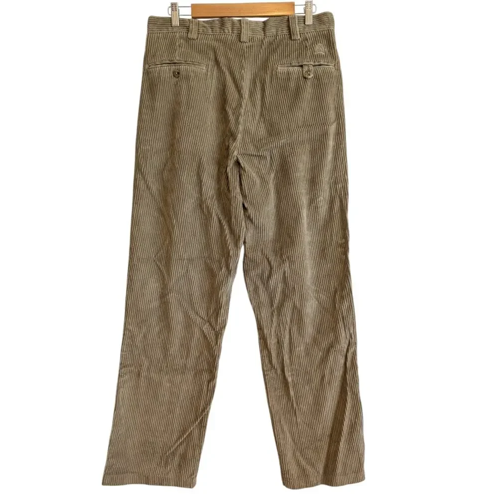 Tommy Hilfiger Men's Corduroy Pleated Vintage Pants 32x34 Tan Khaki Y2K
